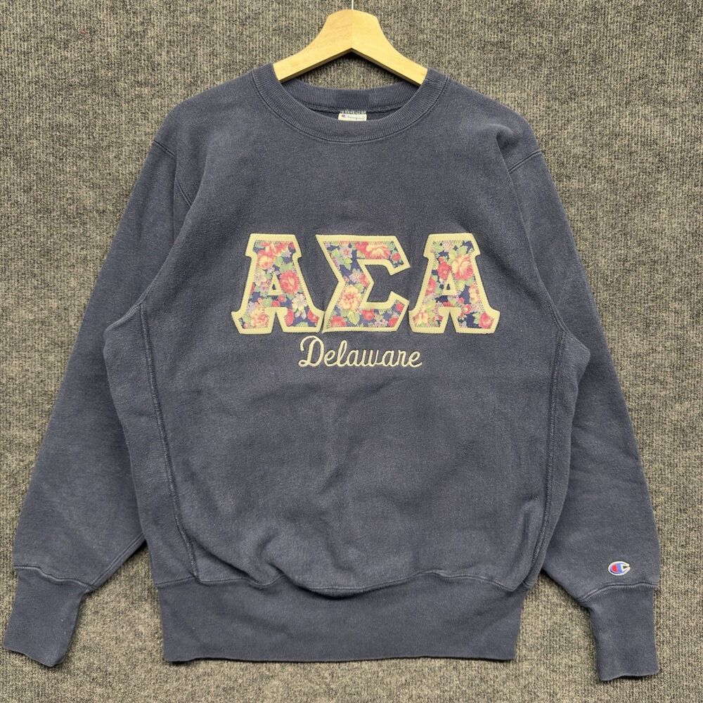 Vintage 90s Champion Reverse Weave Alpha Sigma Alpha Sweatshirt USA Large Faded